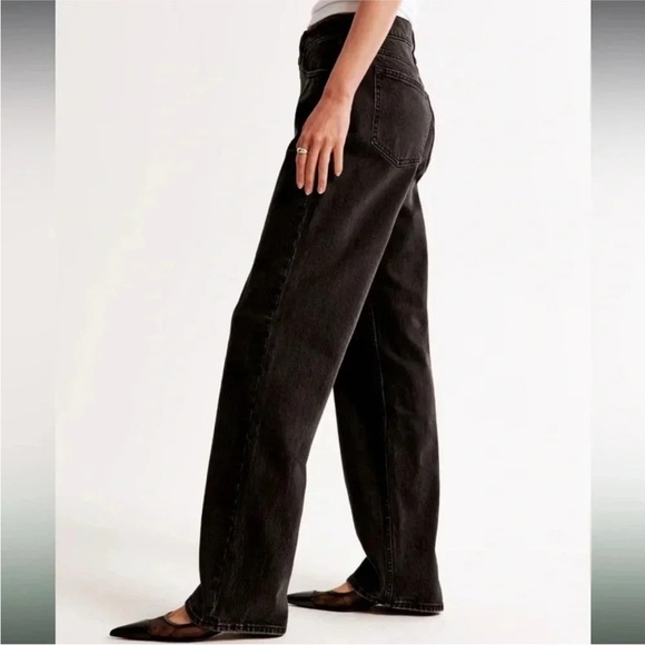 Abercrombie & Fitch The Baggy Low Rise Jeans Curve Love Black Size 33 / 16 Long - Picture 4 of 10